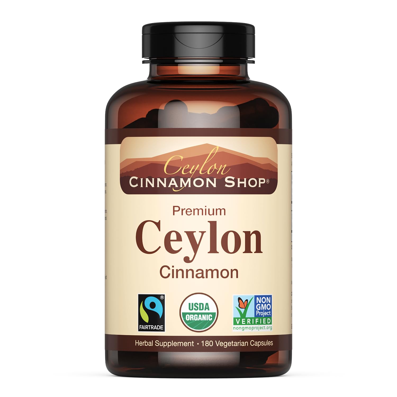 Organic Ceylon Cinnamon Capsules, USDA Certified Supplement - 180 Count