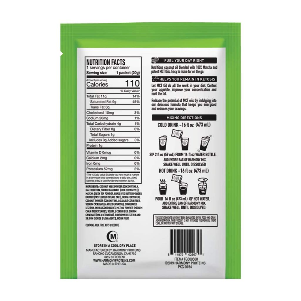 Harmony, Keto Matcha, Pure Japanese Matcha to Amplify Energy and Mental Performance, Instant Drink Mix Packet, 68mg of Caffeine per Serving, 12 Packets