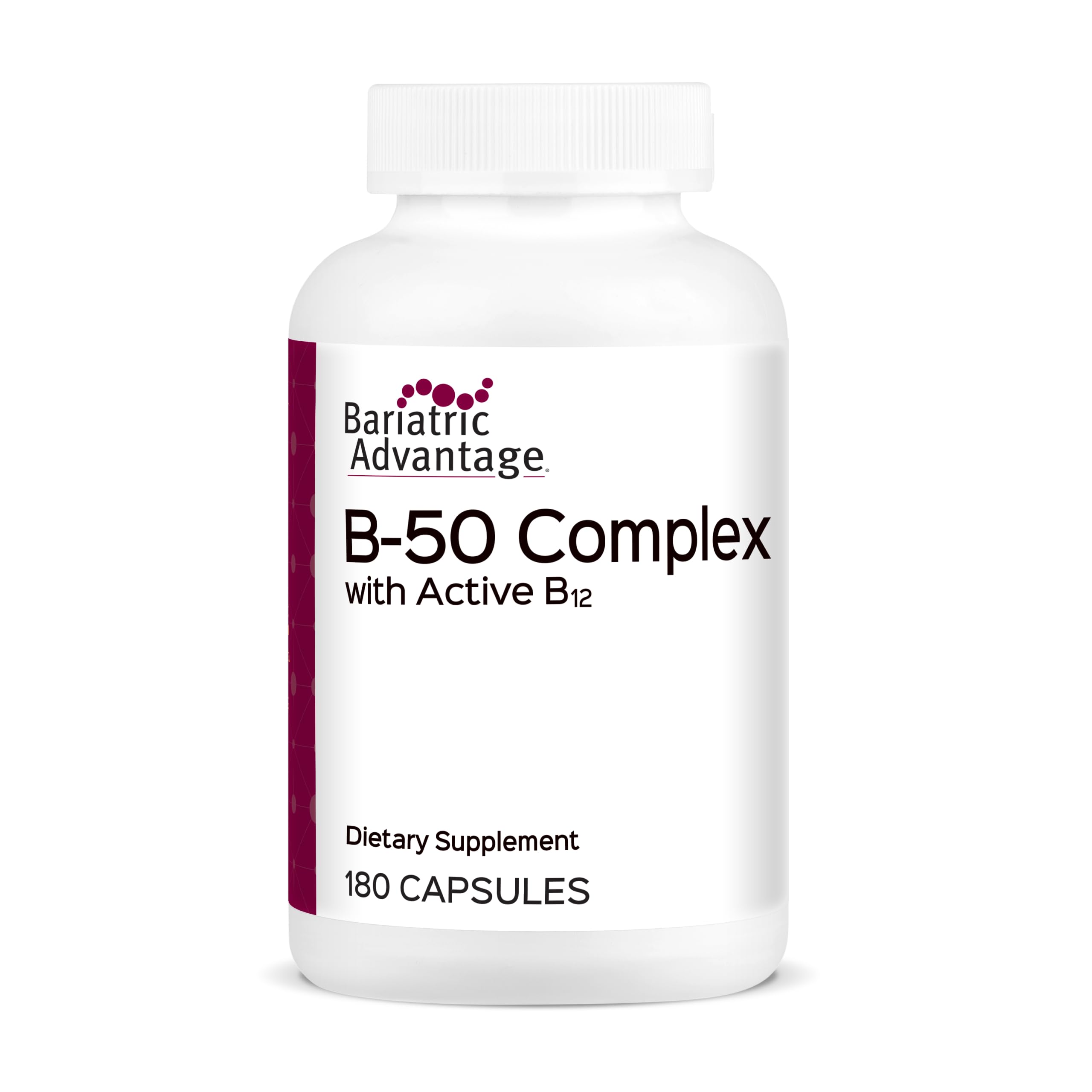 Bariatric Advantage Vitamin B50 Complex - for Bariatric Surgery Patients - High-Potency, Easy-Digest Mini Capsules - Vitamin B Complex Supplements - Brain Health Support* - 180 Count