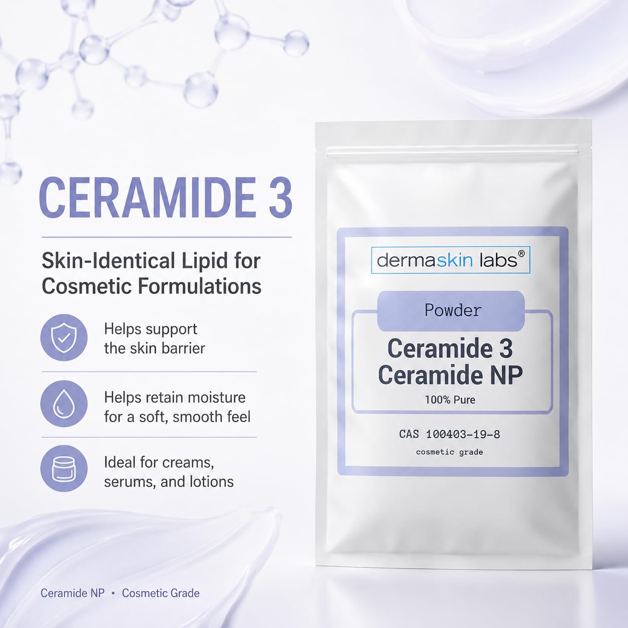 Ceramide 3 Powder Ceramide NP Cosmetic Grade Ceramides Make Your Own Skin Serum Cream Lotion Hair Mask