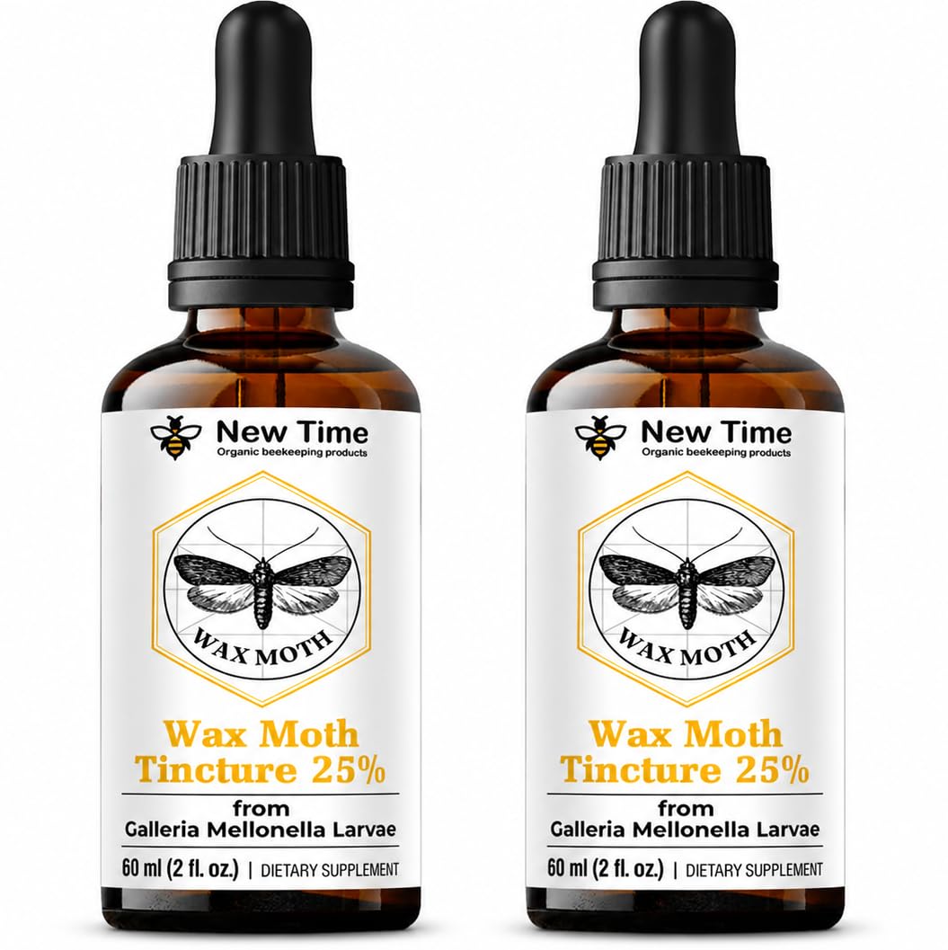 2-Pack Wax Moth Larvae Tincture – 25% Galleria mellonella Extract | 120 ml Total (2 x 60 ml) Ognevka Liquid Bee Supplement for Respiratory Wellness & Immune Support