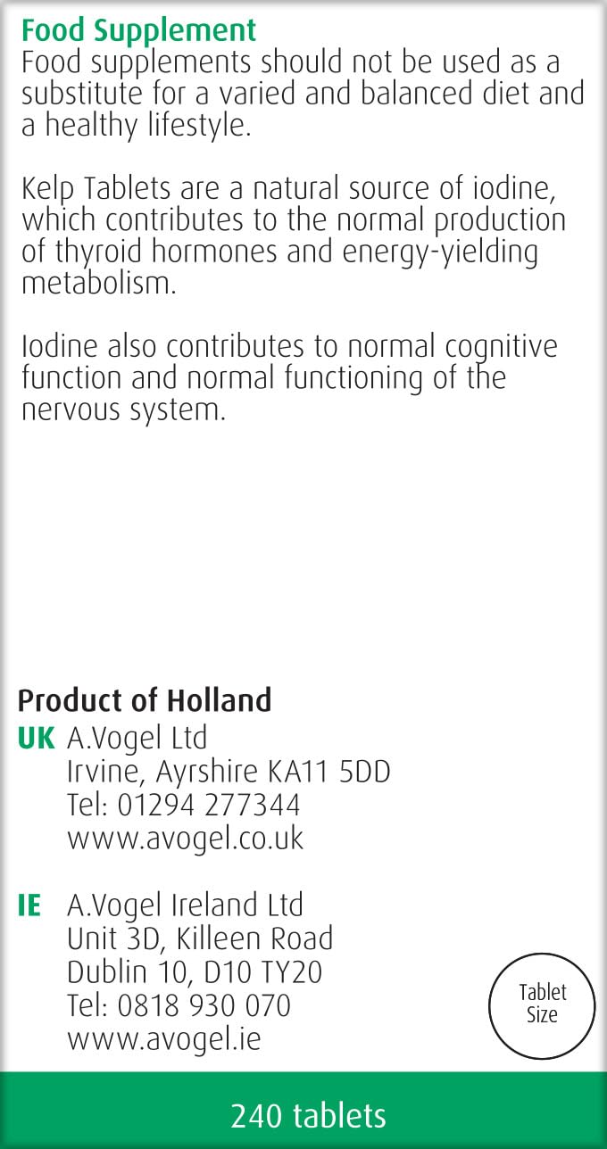 A. Vogel Kelp Tablets | Food Supplement Rich in Naturally Occurring Iodine | Supports Metabolism and Normal Thyroid Function | 240 Tablets
