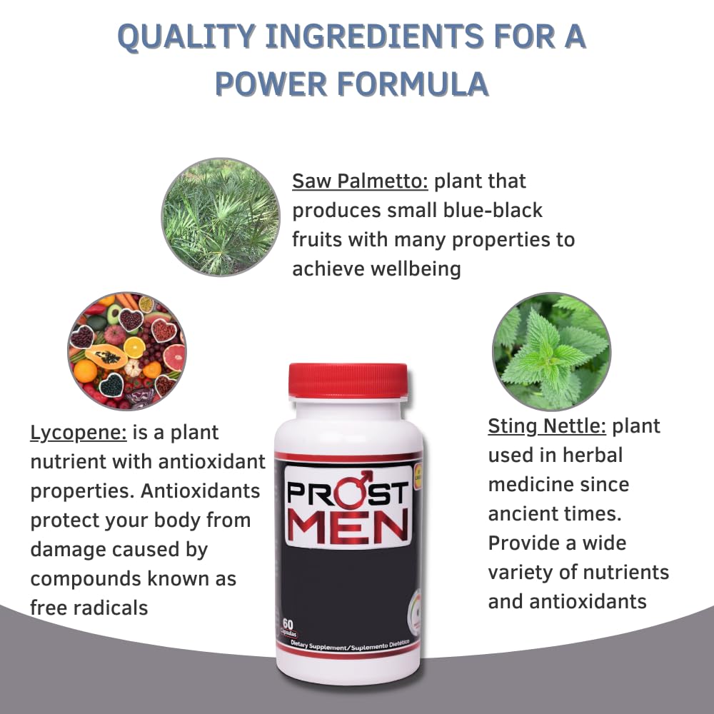 PROSTMEN Prostate Supplement Capsules - Prostate Support - Urinary Frequency - Quality Sleep - Energy & Vitality - Saw Palmetto - Sting Nettle - Pack of 2-120 Caps
