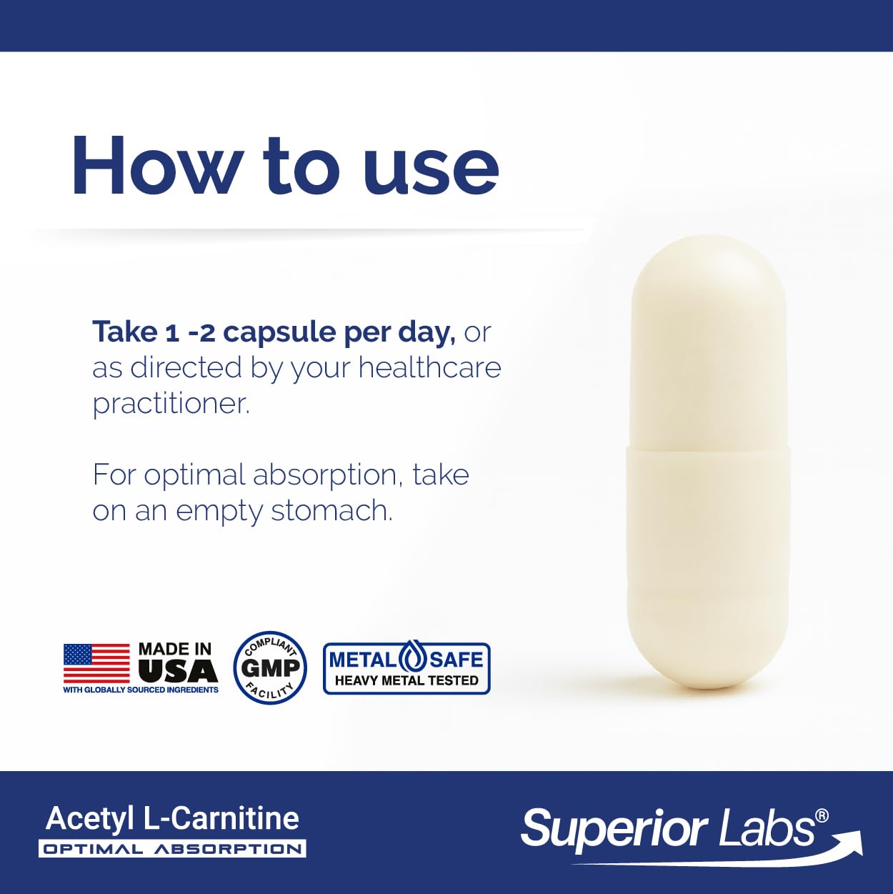 Superior Labs Acetyl L-Carnitine 500 mg, High Potency ALCAR, Pure Non-GMO, Zero Synthetic Additives, Maximum Absorption, Energy & Fat Metabolism, Brain, Nerve & Cellular Detox Support, (200 Veg Caps)