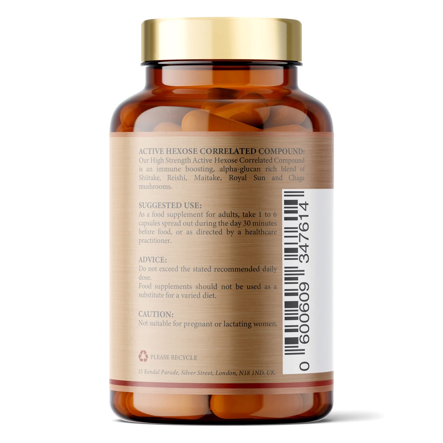 Active Hexose Correlated Compound - 600mg - 120 Capsule - Immune Support - Alpha Glucans - Supports T-Cell/Natural Killer Cell Activity - UK Made - GMP Standards