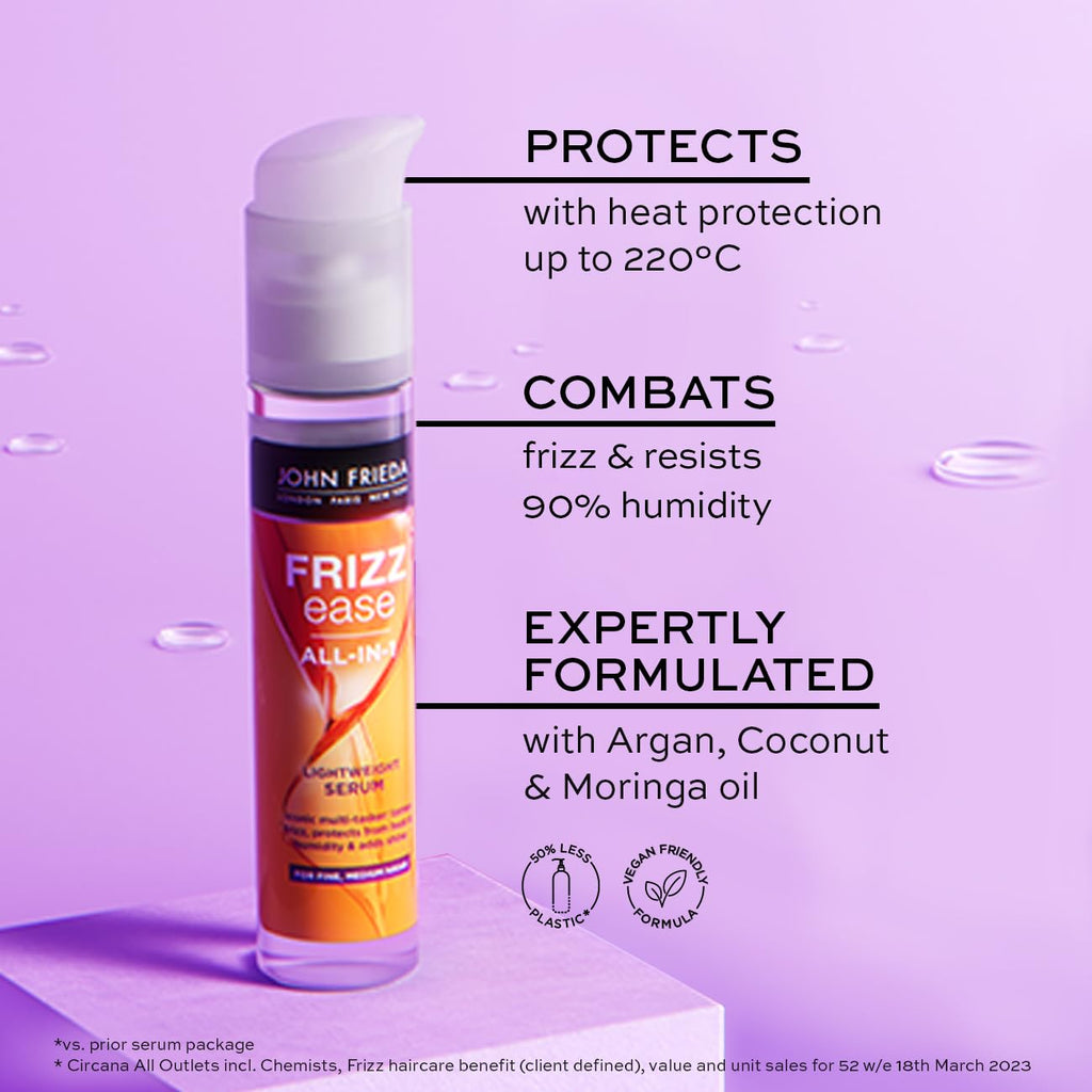 John Frieda Frizz Ease All-in-1 Lightweight Serum 50ml, Light Hair Serum for Fine to Medium Hair