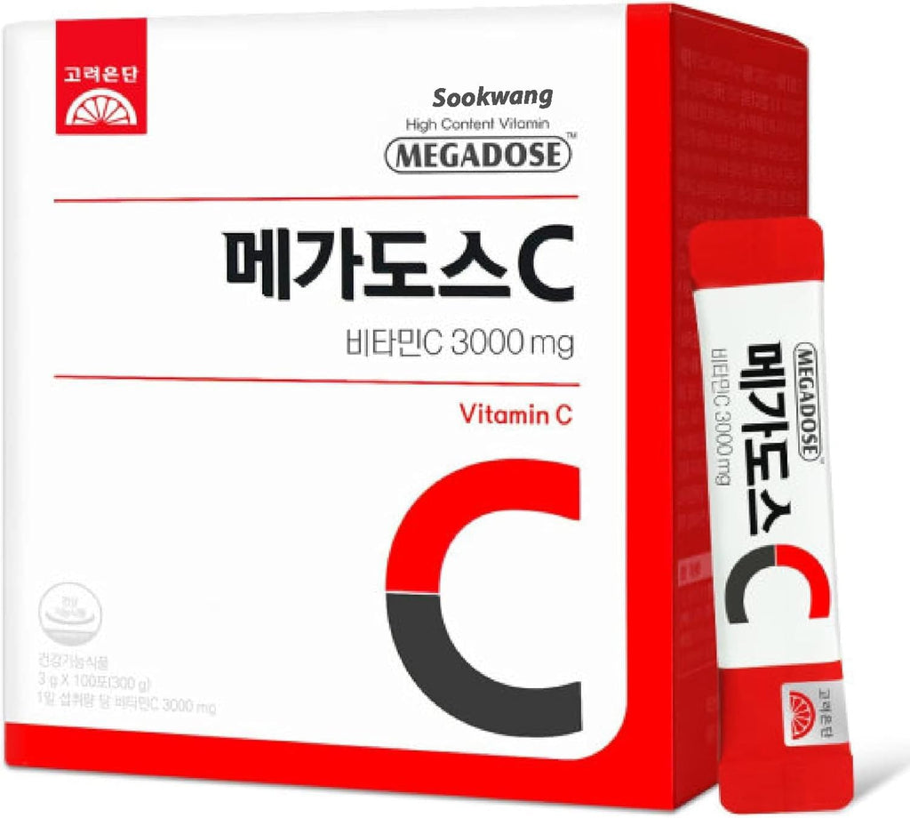 Sookwang Korea MEGADOSE Vitamin C Powder 3000mg | Powder Type | 100s | High Content Vitamin 3g*100 Sticks (Total 300g)