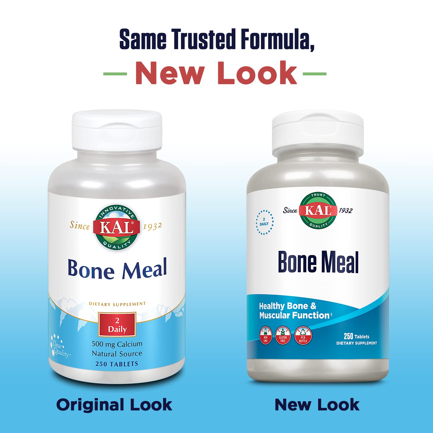 KAL Bone Meal Tablets, Calcium Supplement w/Magnesium, Vitamin D3 and K, Bone Health, Muscle and Nerve Function Support, Rapid Disintegration, Gluten Free, Non-GMO, 60-Day Guarantee, 125 Serv, 250ct