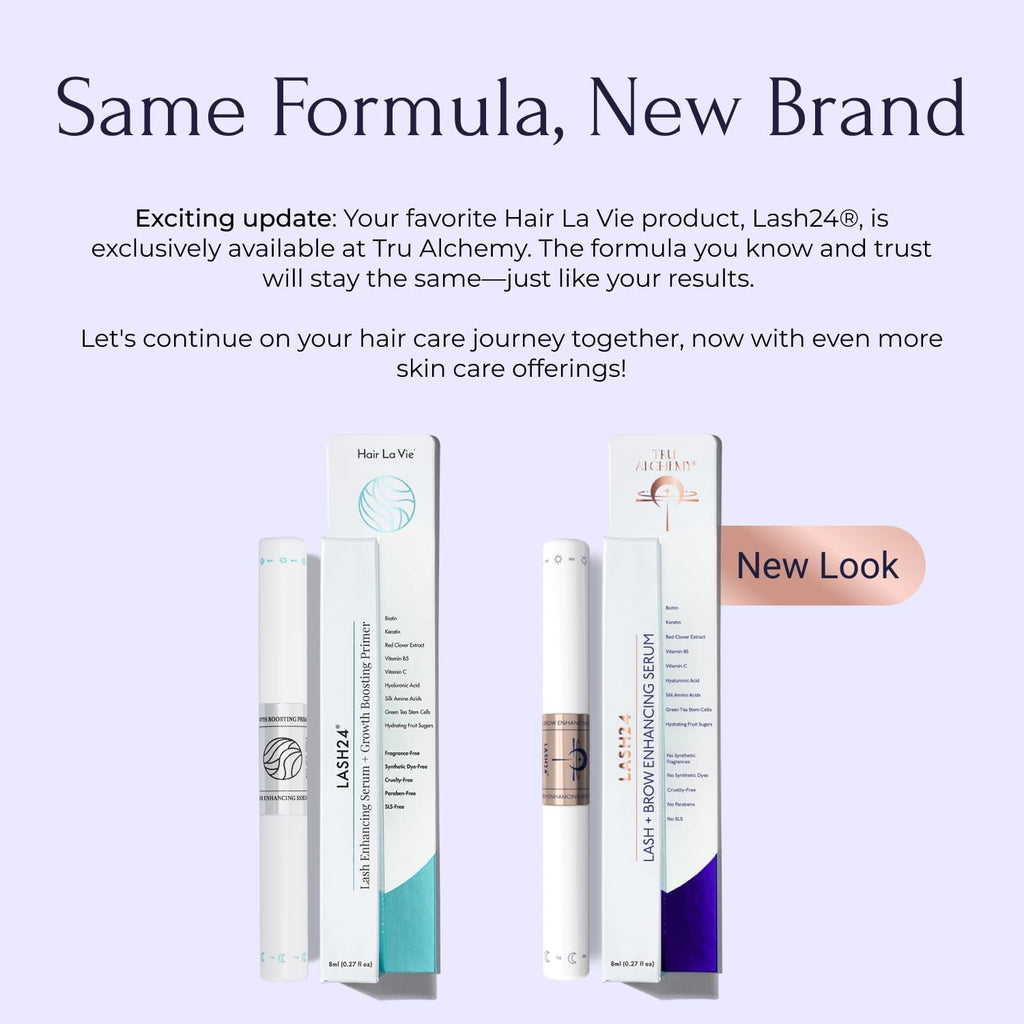 Lash24 by Tru Alchemy - Eyelash Serum & Eyebrow Serum - Lash Enhancer and Primer - Dual Formula with AM Lash Primer & PM Lash Boost - Long Lash Serum to Lengthen Lashes All Day - 2-Month Supply