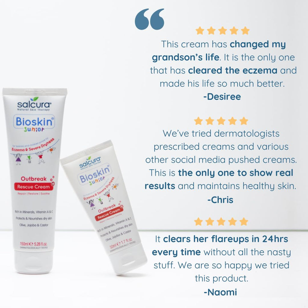 Salcura Natural Skin Therapy, Bioskin Junior Outbreak Rescue Cream, Packed With Natural Ingredients, Soothes Irritation, Nourish & Sooth Dryness & Flakiness, Supports The Skin Back To Health 50ml
