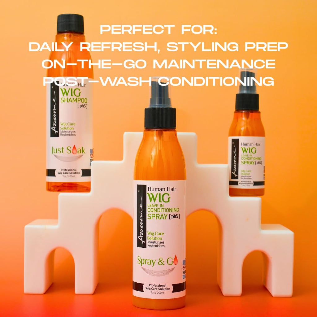 Awesome Human Hair Wig Care Set, Premium Shampoo & Leave in Conditioner, Detangles, Promotes Body & Volume, Silkiness & Shine, Easy Combing, 7 Fl Oz (Pack of 2)