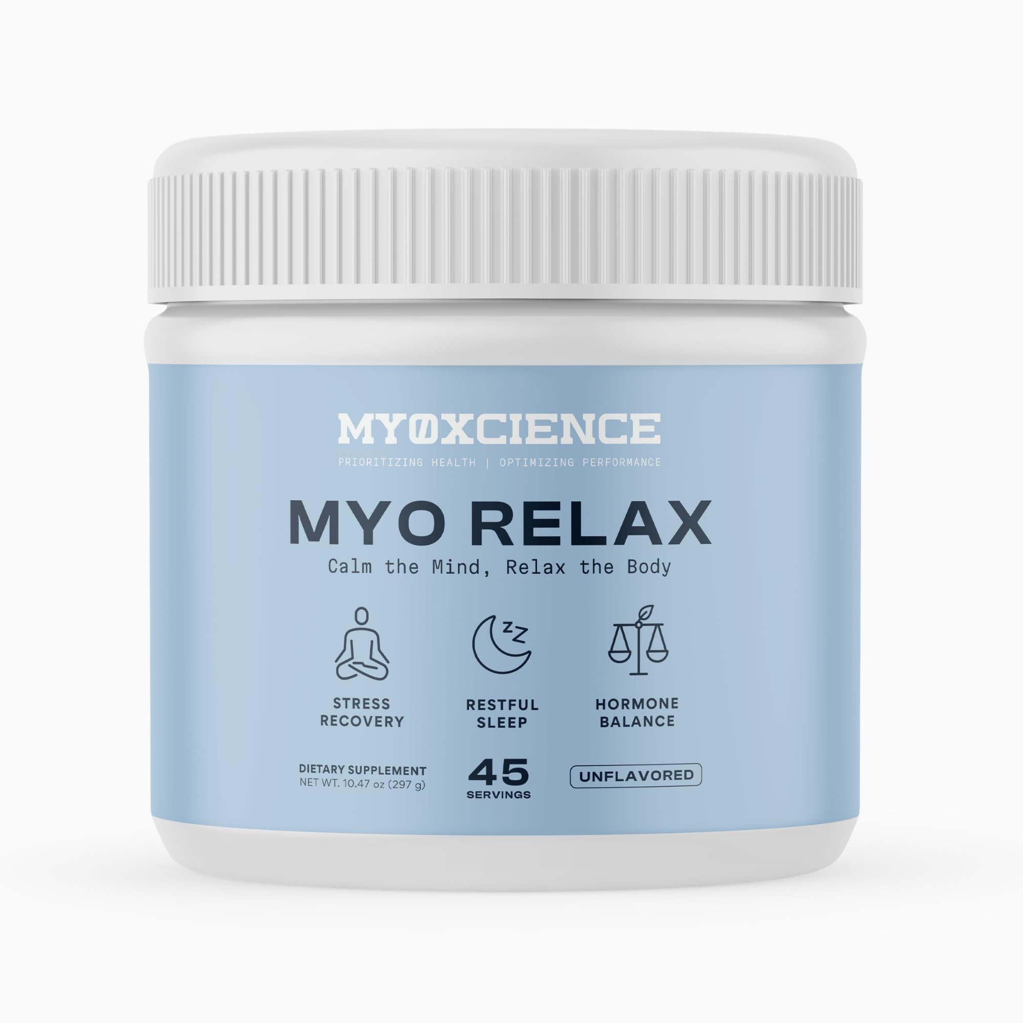 MYOXCIENCE Myo Relax & Calm | Myo-Inositol, L-Theanine, Taurine, Magnesium & GABA | Supports Sleep, Neurotransmitter & Hormone Support (Unflavored) (45 Servings)
