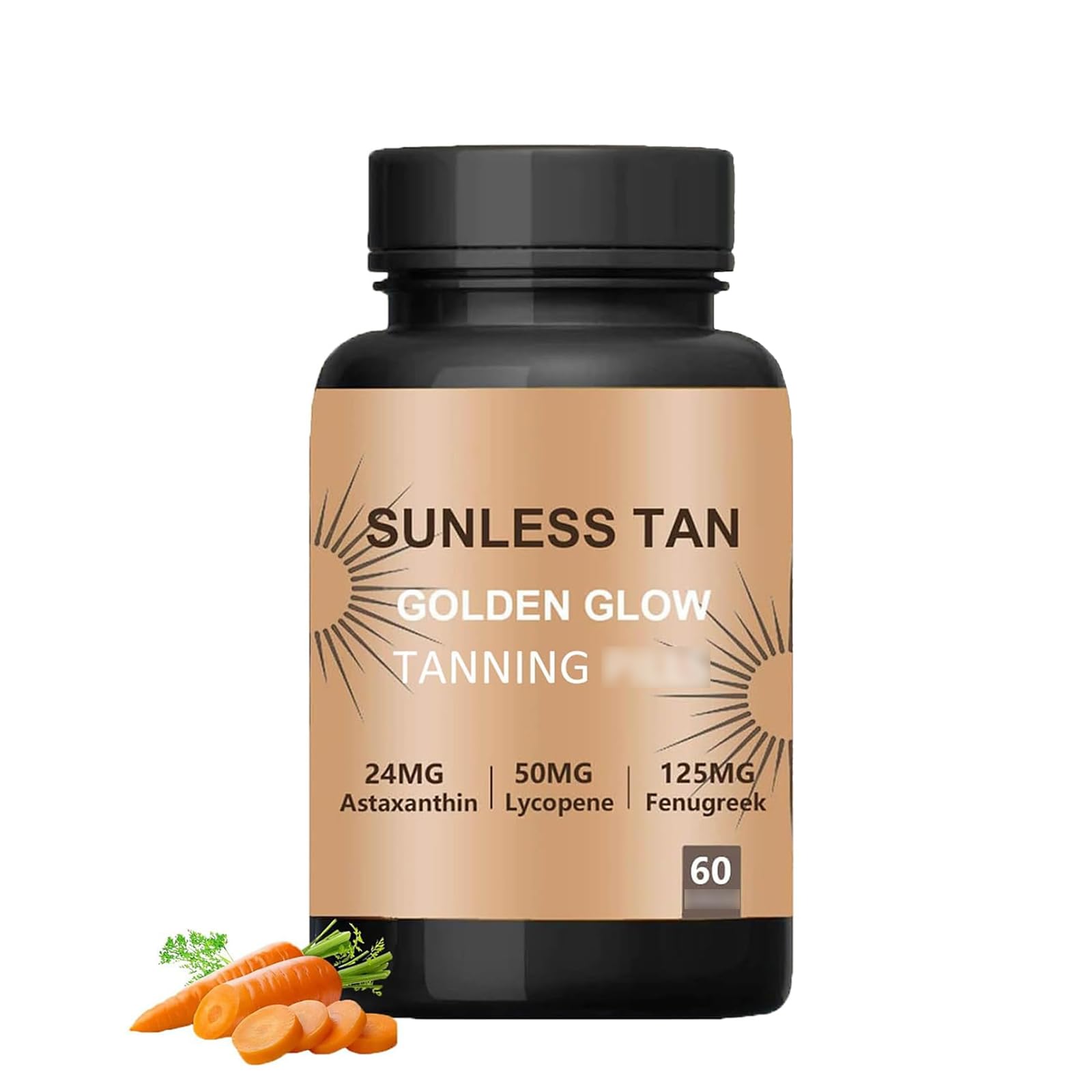 Carotenoid Tanning Blend – Sunless Tan Formula for a Natural Glow, for Face & Body Use – Carotenoid Tanning Blend for Men and Women (60Pcs)