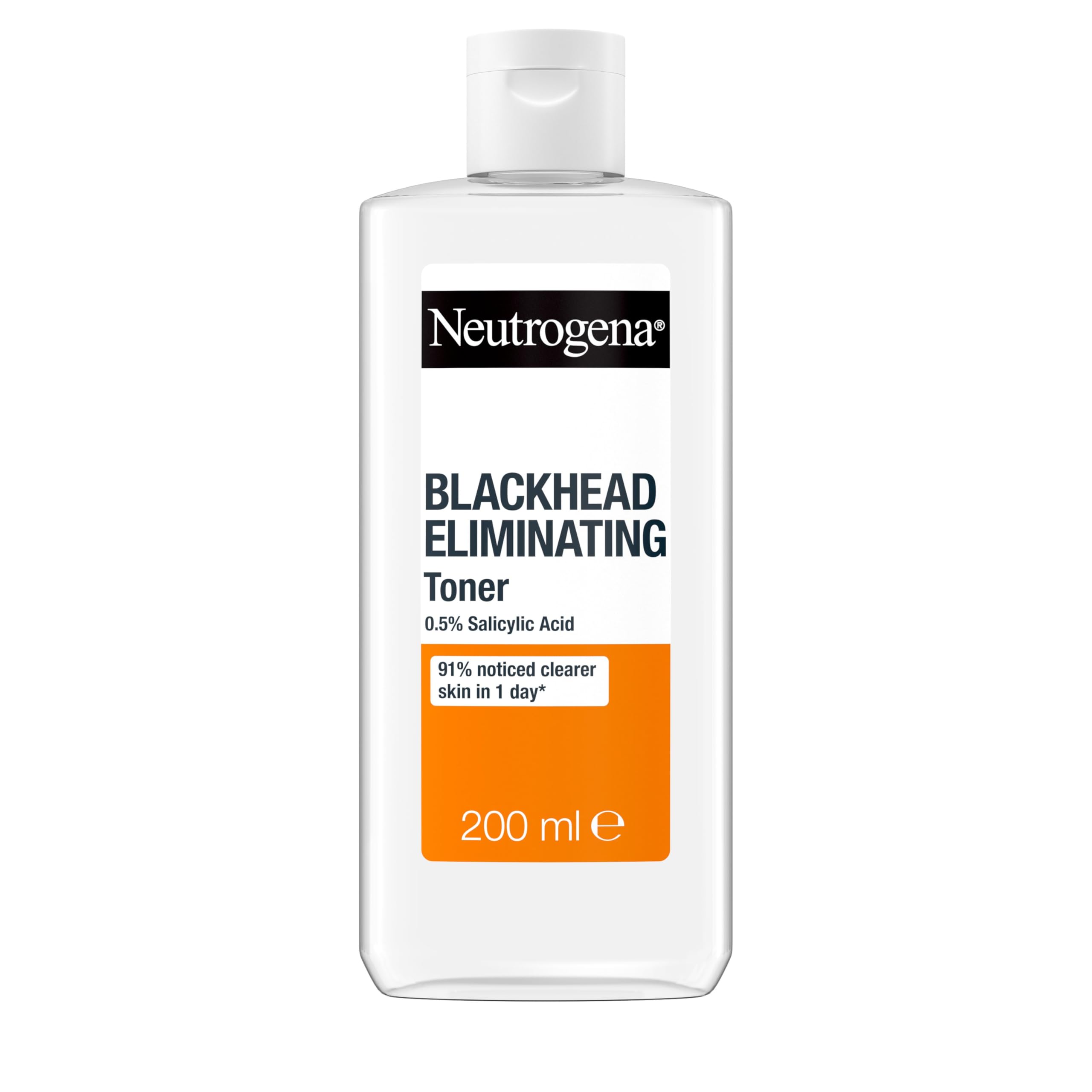Neutrogena Blackhead Eliminating 0.5% Salicylic Acid Cleansing Toner (1x 200ml), Deep-Cleansing Facial Toner to Eliminate Blackheads and Refine Skin