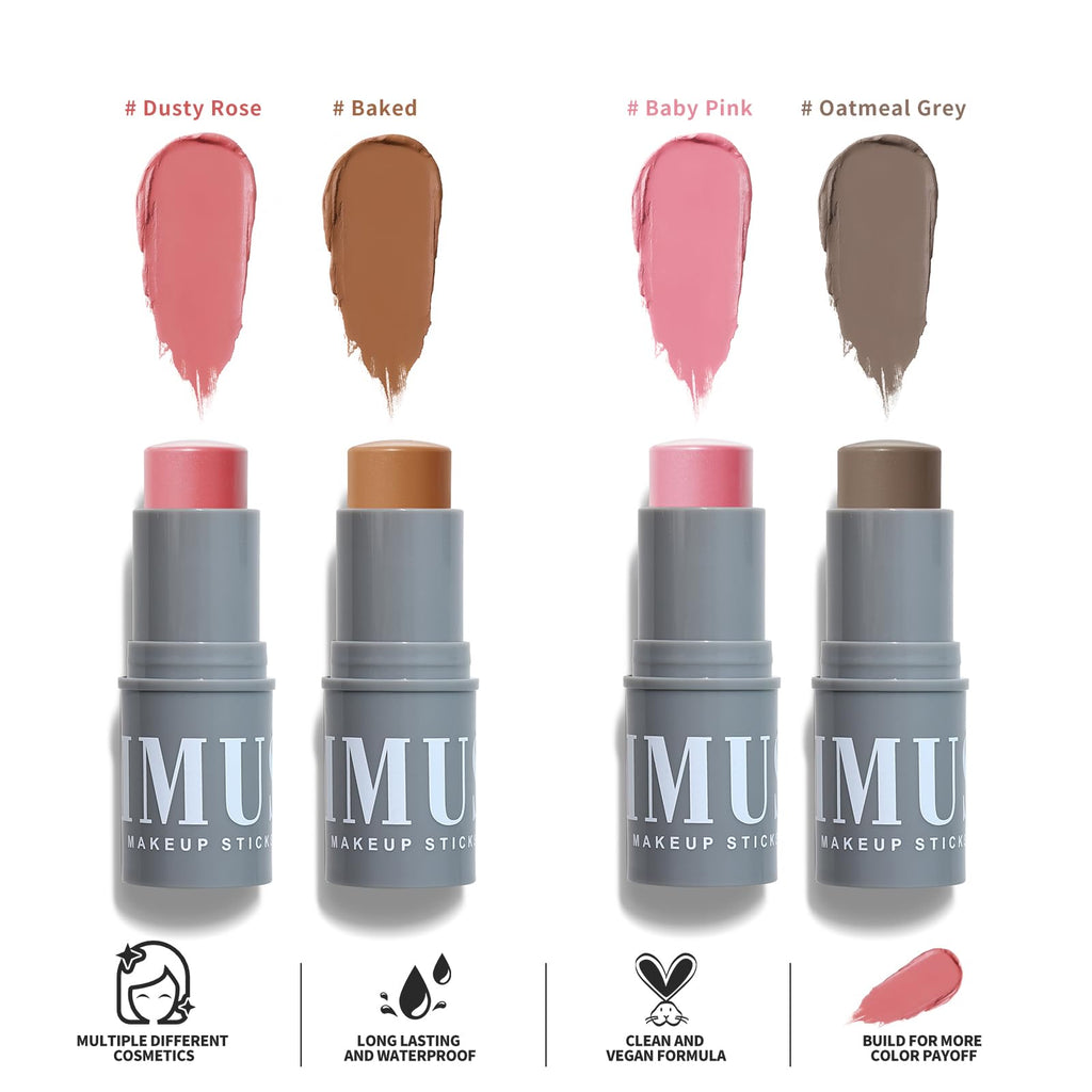 KIMUSE Cream Contour Stick Duo, Cream Blush Stick, Bronzer Shaping Stick, Creamy Highly Pigmented, Long Lasting, Vegan Face Make Up Sticks