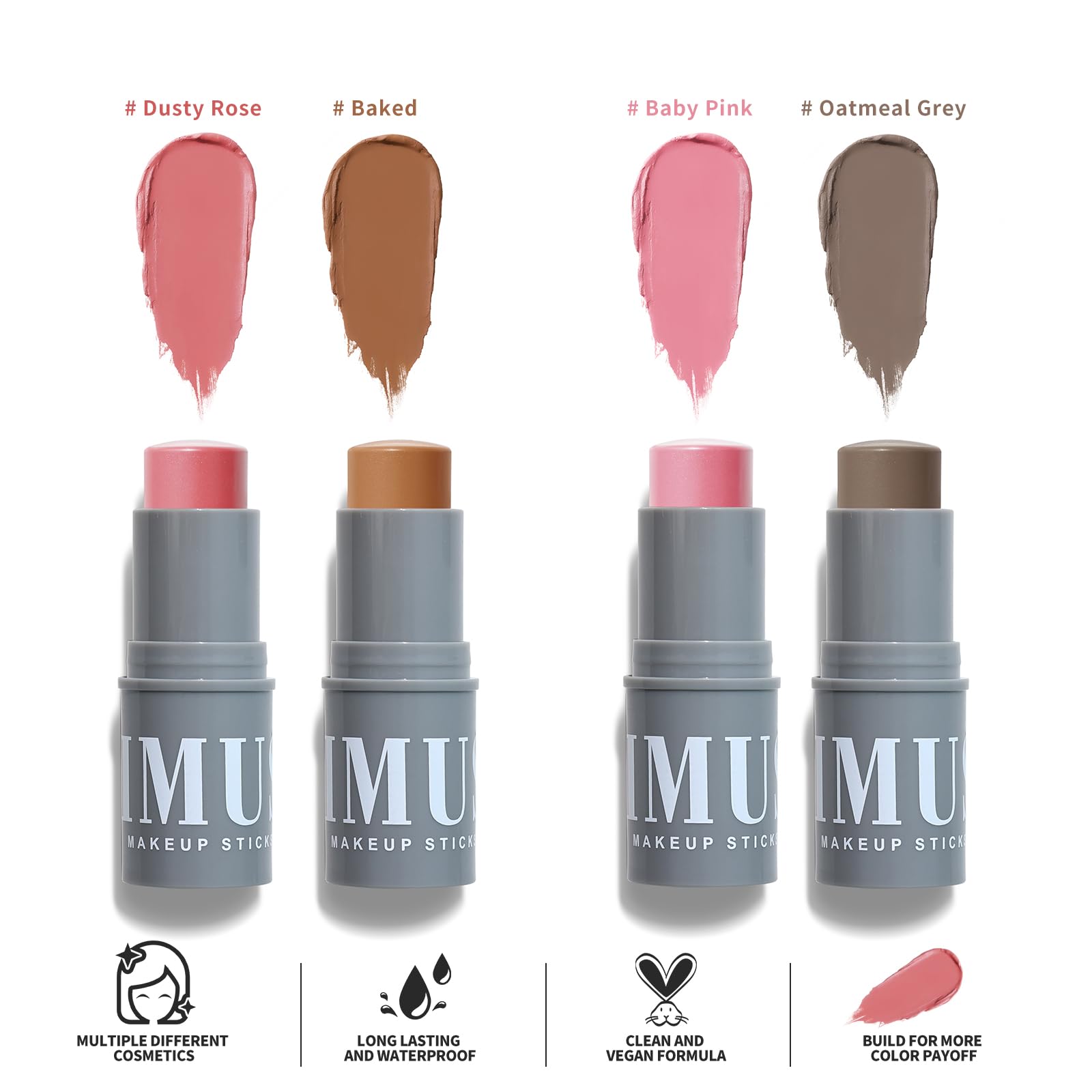 KIMUSE Cream Contour Stick Duo, Cream Blush Stick, Bronzer Shaping Stick, Creamy Highly Pigmented, Long Lasting, Vegan Face Make Up Sticks