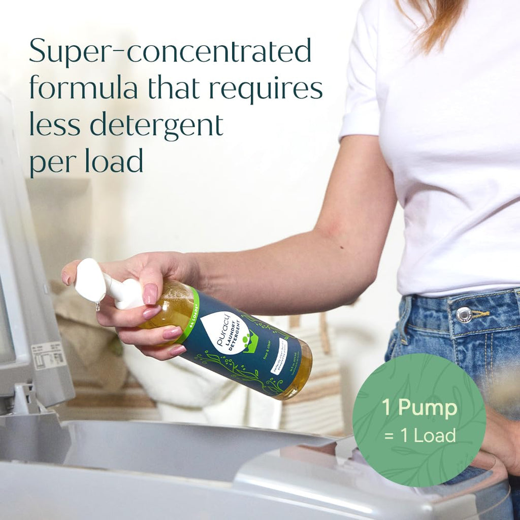 Puracy Laundry Detergent Refill - Enzyme-Powered Liquid Detergent Concentrate, Natural Laundry Detergent Seen on TikTok, Non-Toxic (Free & Clear, 48 fl oz, 192 Loads)