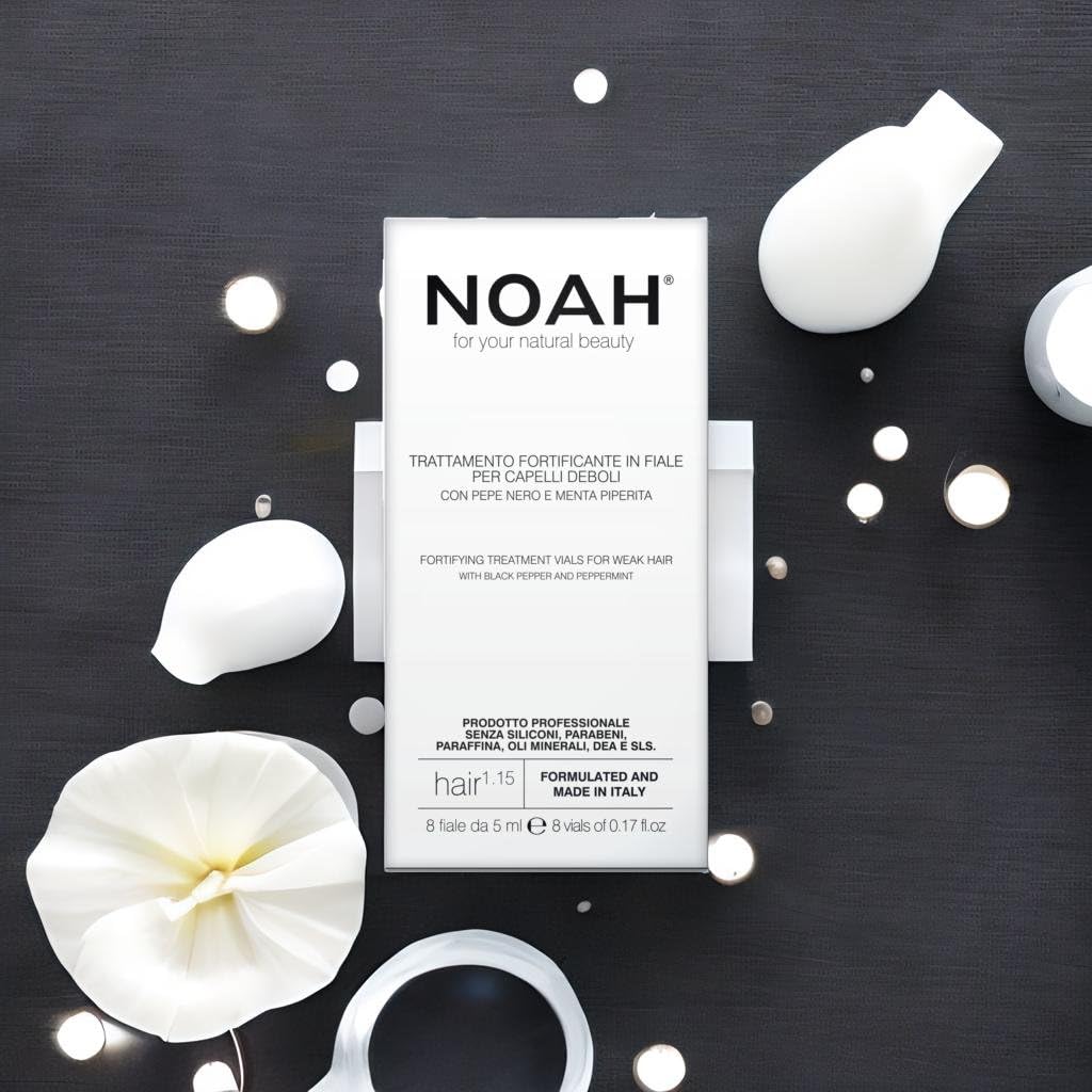 Noah Natural Fortifying Hair 1.15 Treatment Vials Serum with Black Pepper & Peppermint for Weak Hair, Strengthening & Revitalizing Formula, Vegan, Plant-Based Formula 8 Vials of 5ml