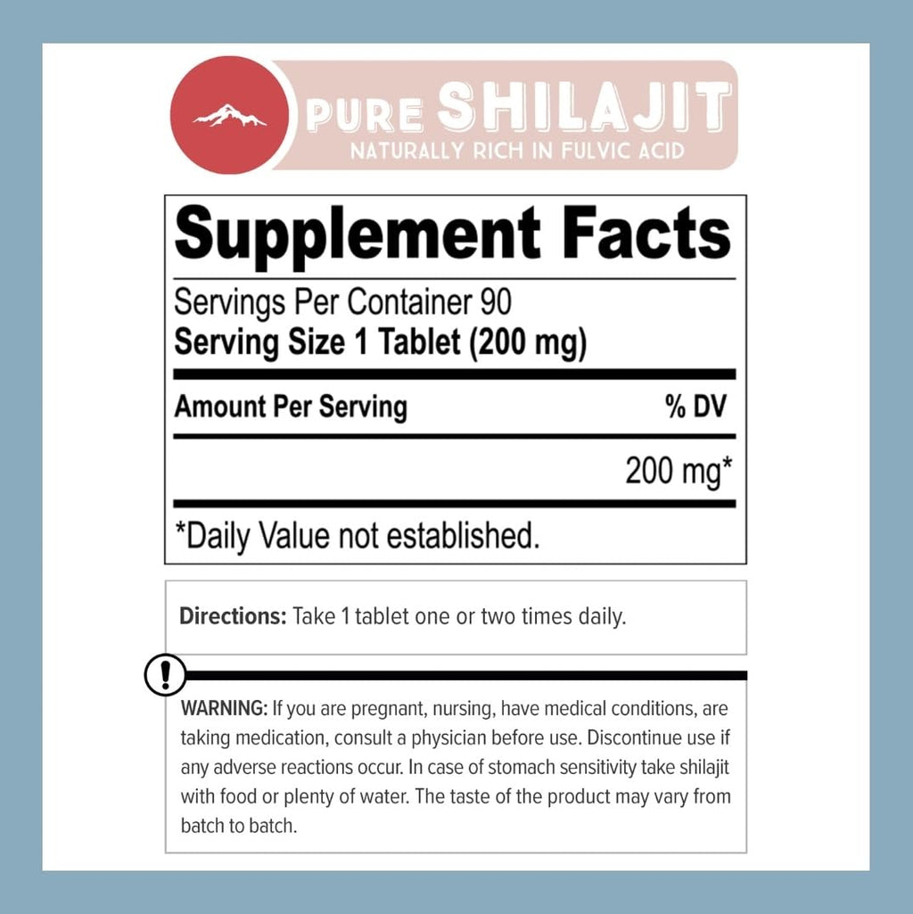 Pure Himalayan Shilajit Dry Drops (90 Tablets, 200mg Each) Maximum Potency Pure Shilajit for Men with 85+ Trace Minerals & Fulvic Acid for Metabolism, Energy & Immune Support