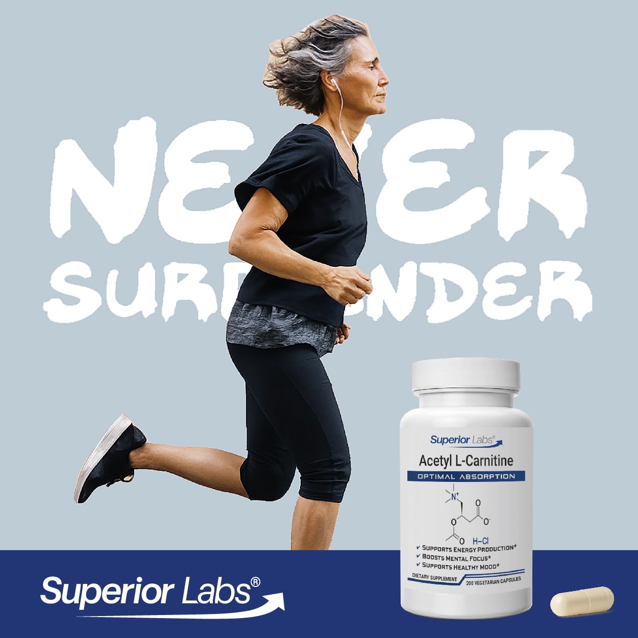 Superior Labs Acetyl L-Carnitine 500 mg, High Potency ALCAR, Pure Non-GMO, Zero Synthetic Additives, Maximum Absorption, Energy & Fat Metabolism, Brain, Nerve & Cellular Detox Support, (200 Veg Caps)