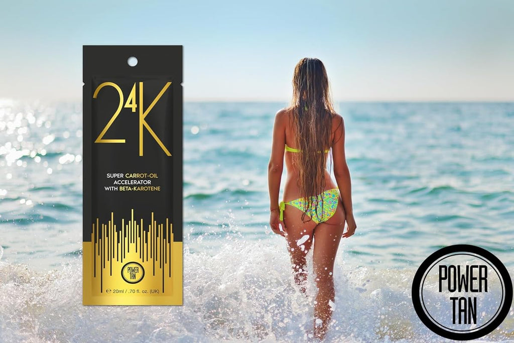 Power Tan 24K Super Carrot Oil Sunbed Tanning Accelerator 20ml – DHA-Free, Fast Acting Dark Tan Booster with Beta-Karotene – Tingle-Free with Hydrating Formula & Pomegranate Fragrance