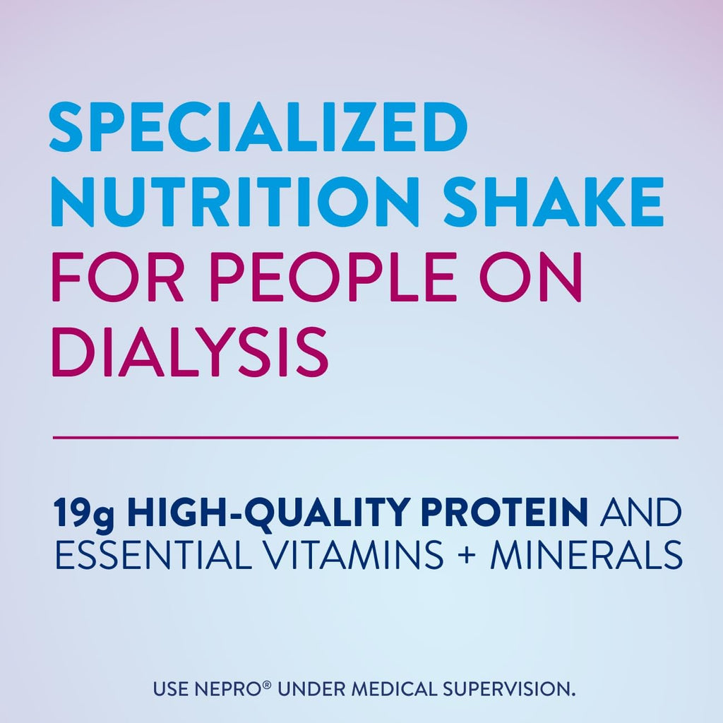 Nepro Nutrition Shake for People on Dialysis, 19g Protein, 420 Calories, Vanilla Tetra, 8 fl oz, Pack of 24