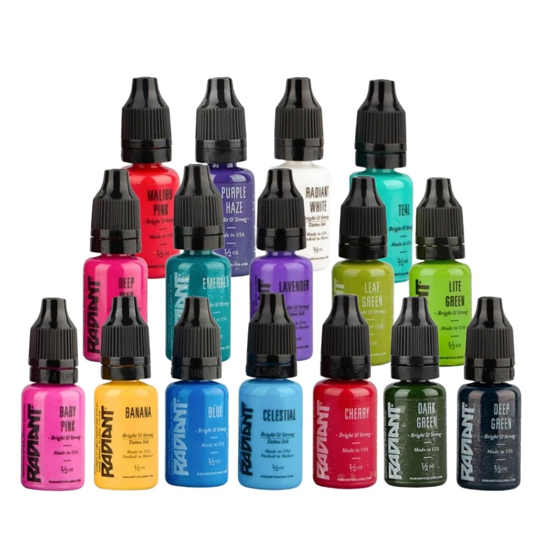 Radiant Colors Floral Tattoo Ink Set 1/2oz Bottles Kit Pigment Made in USA