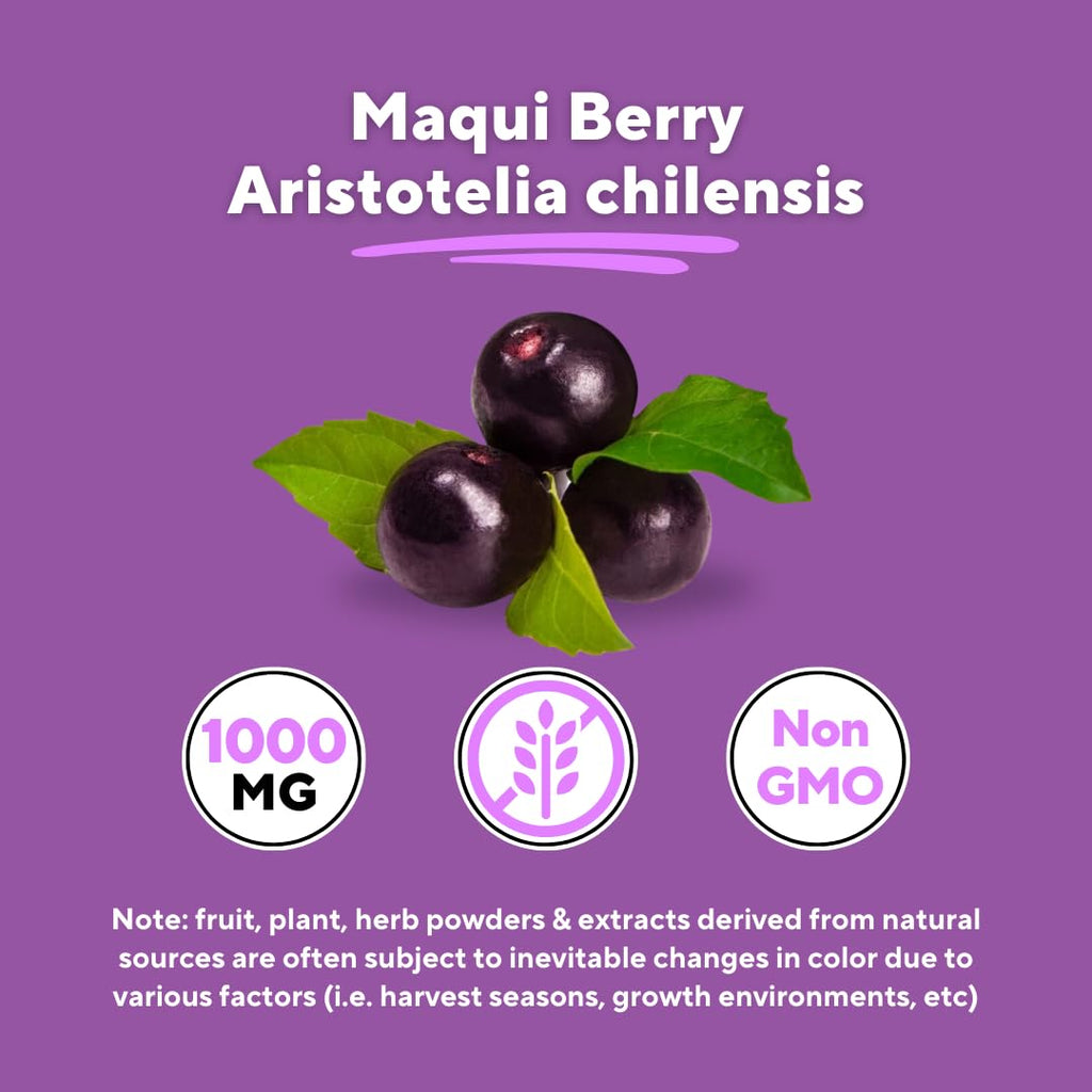 Vitapia Maqui Berry 1000mg - Maqui Berry Powder Supplement - Vegan Friendly, Non-GMO and Gluten-Free - 180 Veggie Capsules