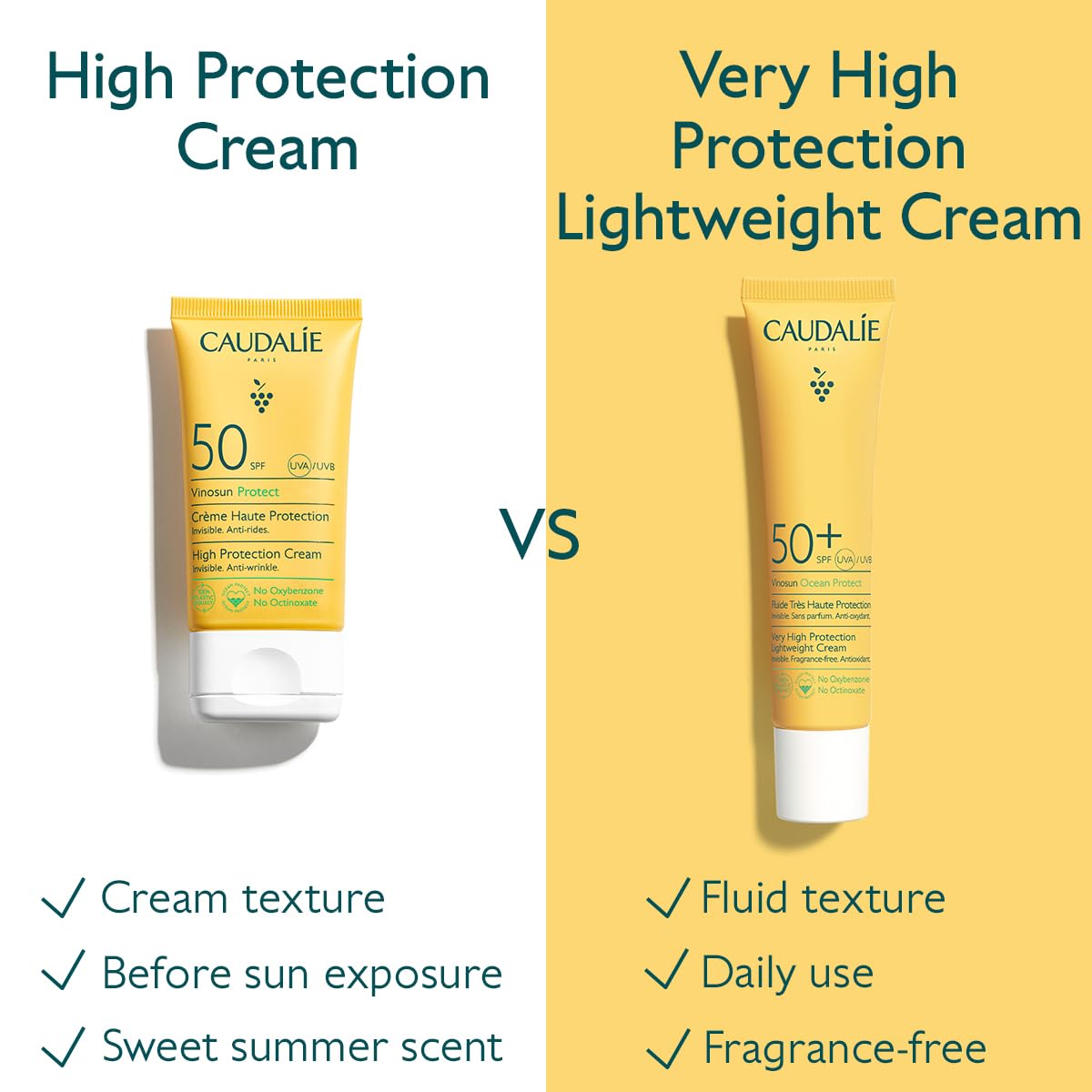 Caudalie Vinosun SPF50+ Makeup Primer & Face Sunscreen, Very High Protection Lightweight Cream for Daily Wear, Fragrance-Free for Sensitive Skin, Vegan, 40ml