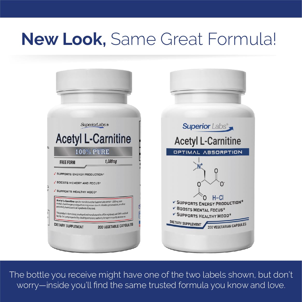 Superior Labs Acetyl L-Carnitine 500 mg, High Potency ALCAR, Pure Non-GMO, Zero Synthetic Additives, Maximum Absorption, Energy & Fat Metabolism, Brain, Nerve & Cellular Detox Support, (200 Veg Caps)