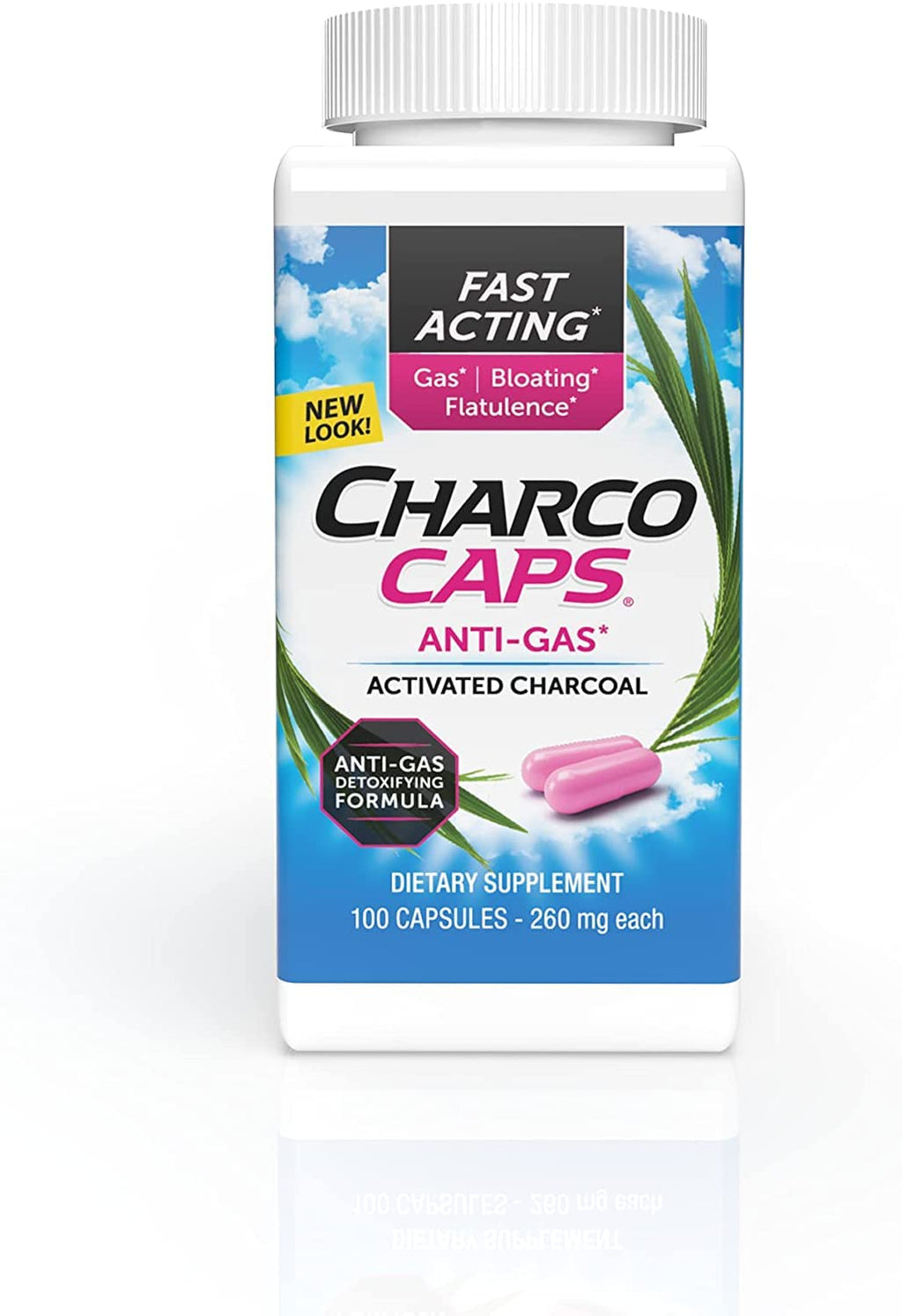 CharcoCaps Anti-Gas Formula Capsules 100 ea (Pack of 6)