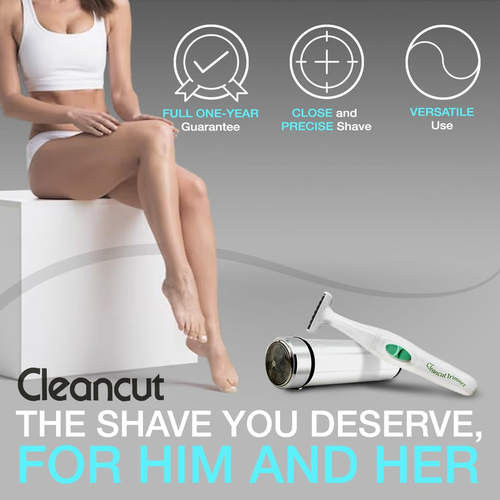 Cleancut Personal Electric Shaver & Trimmer Combo - ES412 Foil Shaver, PS335 Body Trimmer for Men & Women, Rechargeable Cordless Shaver for Face, Pubic, Intimate Areas - Made in Japan
