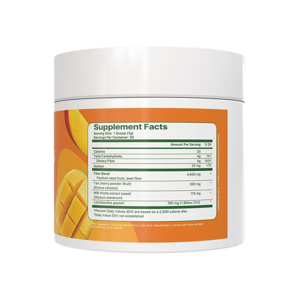 Santo Remedio Colon Plus, Colon Cleanser, Dietary Psyllium Husk Fiber and Probiotics Supplement, 30 Servings, Mango Flavor