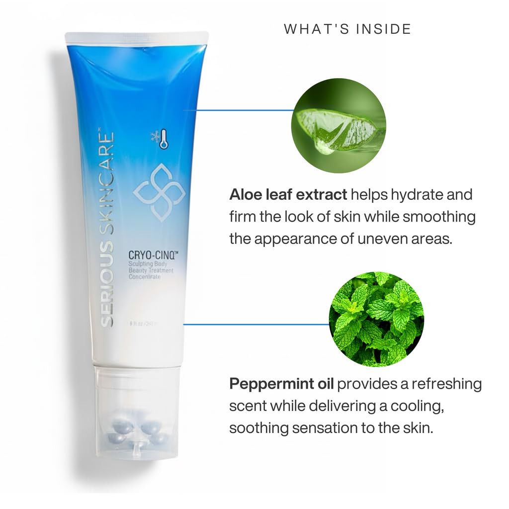 Serious Skincare Cryo-Cinq Firming Body Cream for Firmer, Smoother Arms & Legs, Helps Control Crepe & Cellulite, Skin Tightening for Stretch Marks, Cold Sculpt Lift Slimexir Body Moisturizer, 8 oz