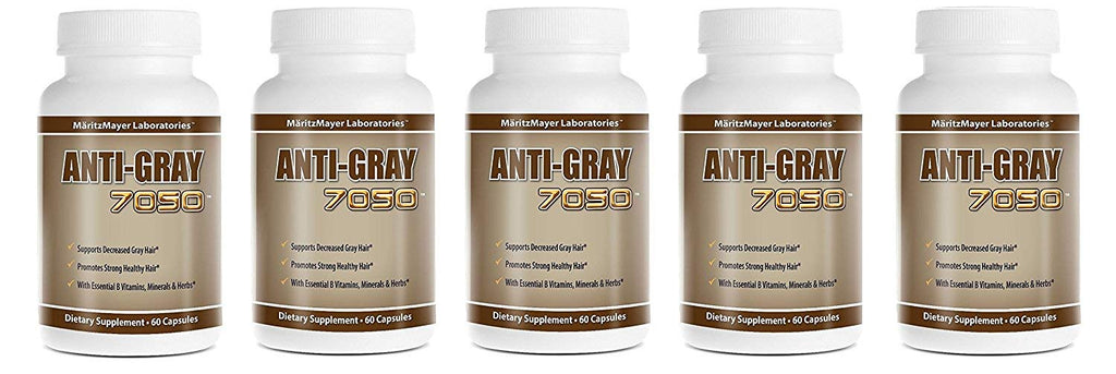Anti-Gray Hair 7050 Helps Restore Natural Hair Color 60 Capsules Per Bottle 5 Bottles