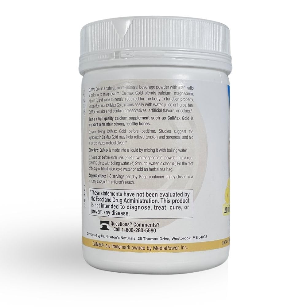 Dr. Newton’s Naturals CalMax Gold Powder Drink Mix - 2:1 Ratio of Calcium & Magnesium with Vitamin C + Essential Trace Minerals to Support Post Workout Recovery, Muscles, Sleep, Bones -5 oz can