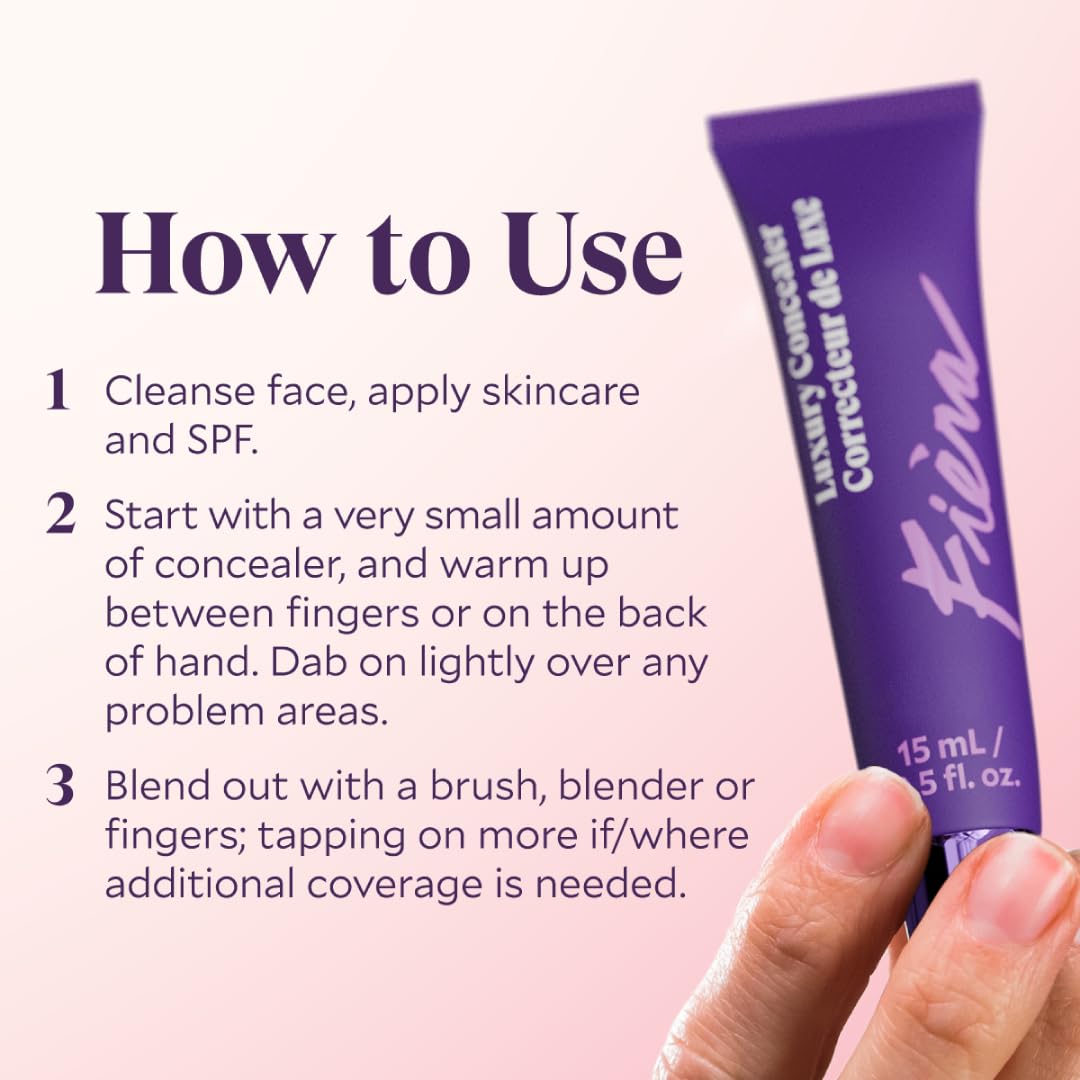 Fièra Luxury Concealer & Foundation with Anti-Aging Ingredients - Full Coverage for Dark Circles, Wrinkles, Fine Lines, and Spots, All-Day Wear For Mature Skin - Medium, 0.5 FL. OZ. / 15 ML