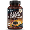Shilajit Seamoss and Lions Mane Capsules 6000mg - High Strength Complex - 60% Fulvic Acid Shilajit, Irish Sea Moss, Lions Mane 100% Fruiting Body - Vegan, UK Made 120 Capsules