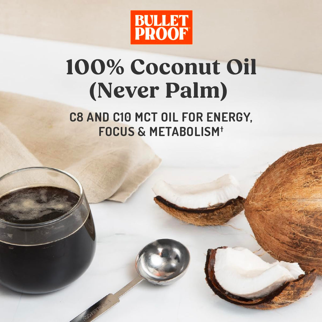 Bulletproof C8 & C10 MCT Oil, 100% Pure Coconut Oil, Triple-Distilled for Sustained Keto Energy, Unflavored, No Additives or Fillers, Non-GMO, 32 oz