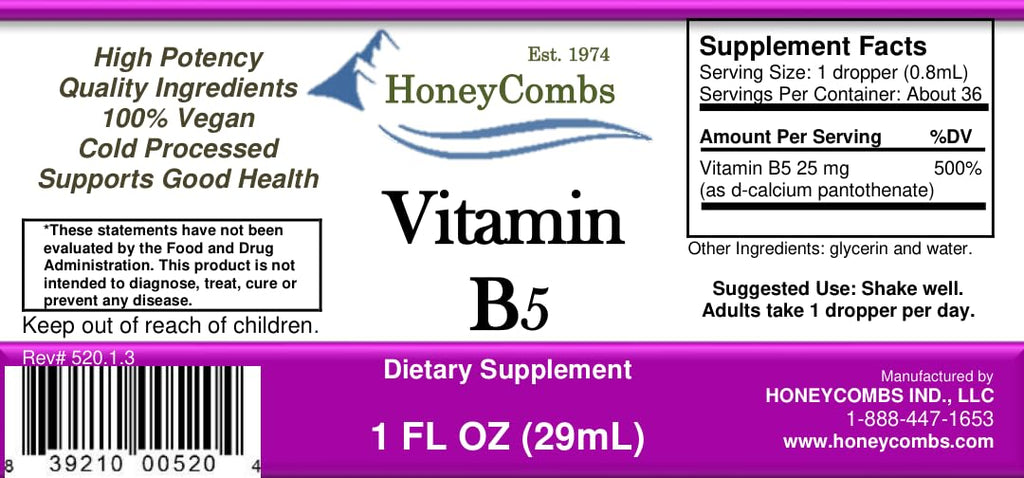 Vitamin B5 Liquid Drops Pantothenic Acid, 1oz