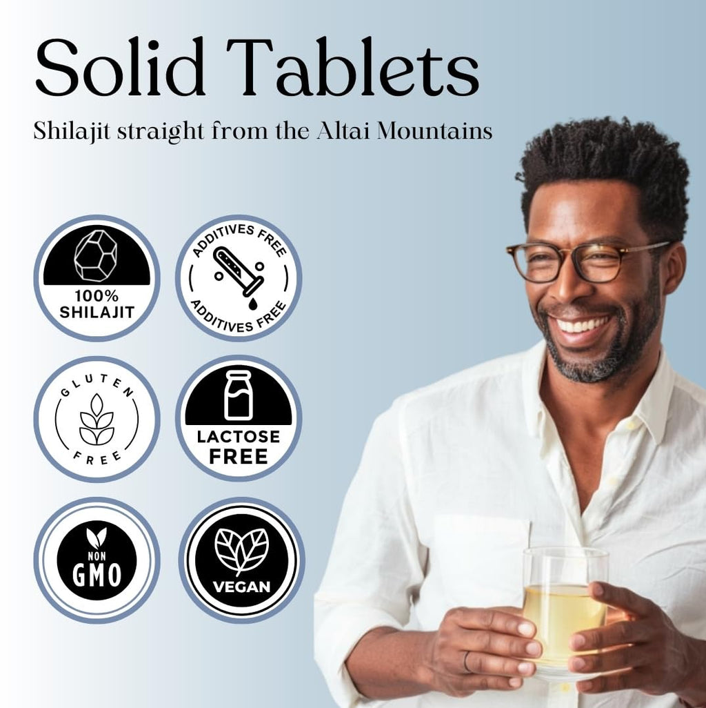 Pure Himalayan Shilajit Dry Drops (90 Tablets, 200mg Each) Maximum Potency Pure Shilajit for Men with 85+ Trace Minerals & Fulvic Acid for Metabolism, Energy & Immune Support