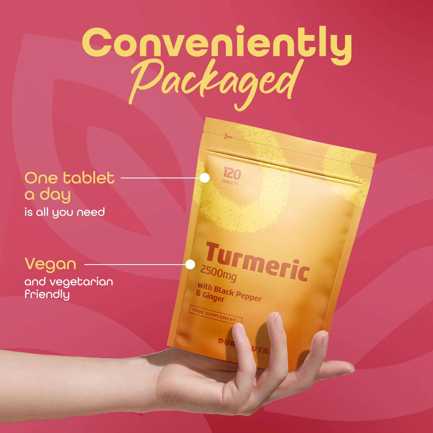 Turmeric 2500mg with Ginger and Black Pepper from Pure Nutra Brand 120 Tablets | 4 Months Supply