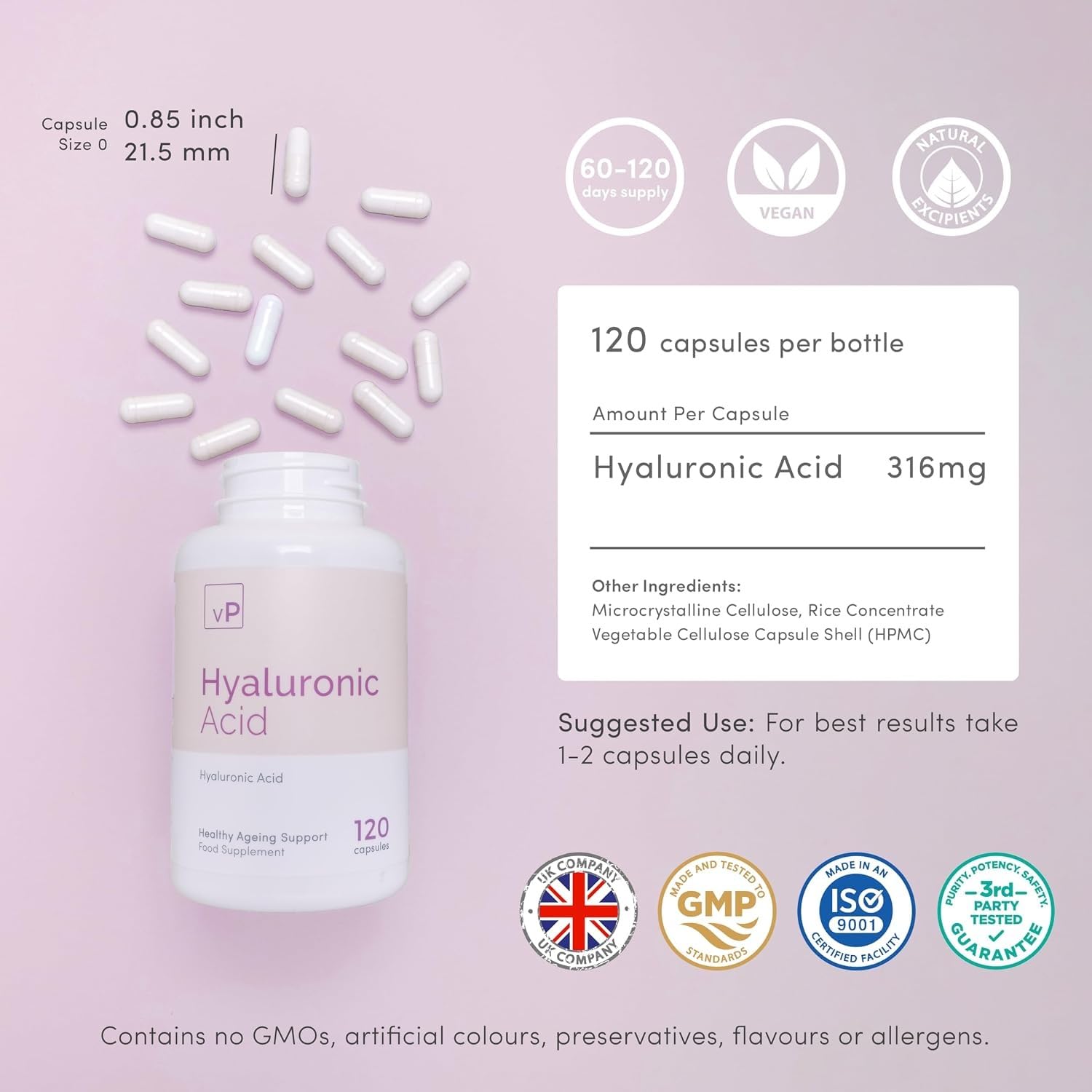 vP Vitality Pro Hyaluronic Acid 316mg x 120 Capsules