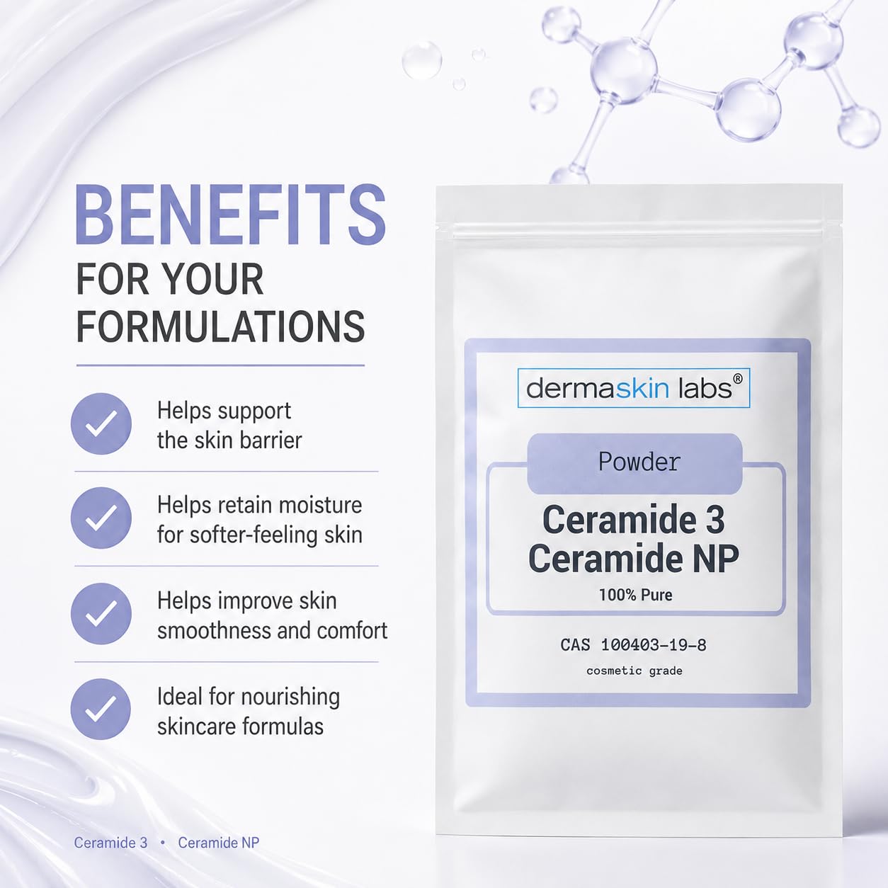 Ceramide 3 Powder Ceramide NP Cosmetic Grade Ceramides Make Your Own Skin Serum Cream Lotion Hair Mask