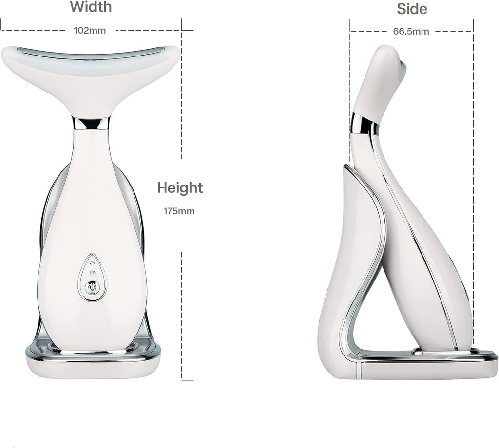 VRAIKO Lily Neck Face Massager, Face Sculpting Tool, Skin Rejuvenation Device with Thermal, Triple Action LED and Vibration, for Anti-Aging, Lifting and Tightening Sagging Skin (Pearl White)