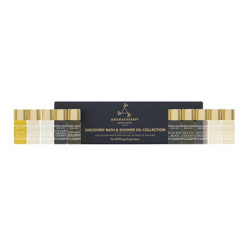 Aromatherapy Associates Essential Oil Blends – Luxury Shower and Body Oils for Dry Skin, Daily Aromatherapy Care for Men & Women, 10-Pack (0.10 fl oz Each) in Decorative Gift Box