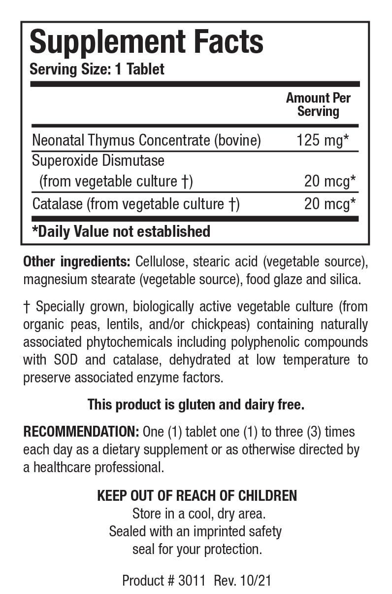 BIOTICS RESEARCH Cytozyme Thy Neonatal Thymus Concentrate, Supports Health of the Thymus Gland, Healthy Immune Response and Pathway Processes, Supports Immune System 60 Tablets