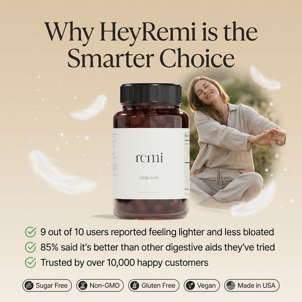 HeyRemi Debloat Gummies – Feel Less Bloated in 30 Days – Digestive Support for Women – Apple Cider Vinegar + Dandelion Root – Less Gas, Less Puffiness and Water Retention – Vegan, Non-GMO – 60 Gummies