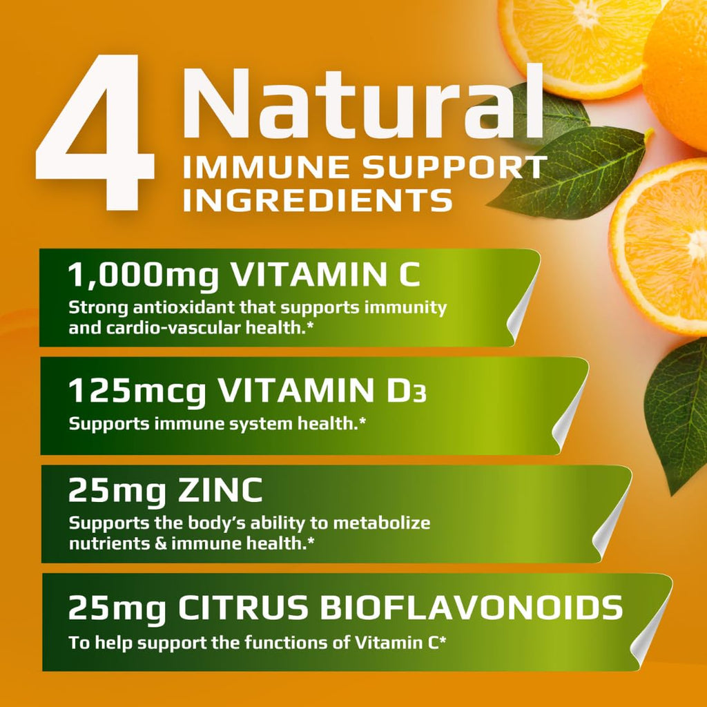 MUSCLE FOOD LABS 2 Pack, C D Z | Vitamin C, 1000mg | Vitamin D3, 125mcg | Zinc, 25mg | Non-GMO & Gluten Free | 240 Servings