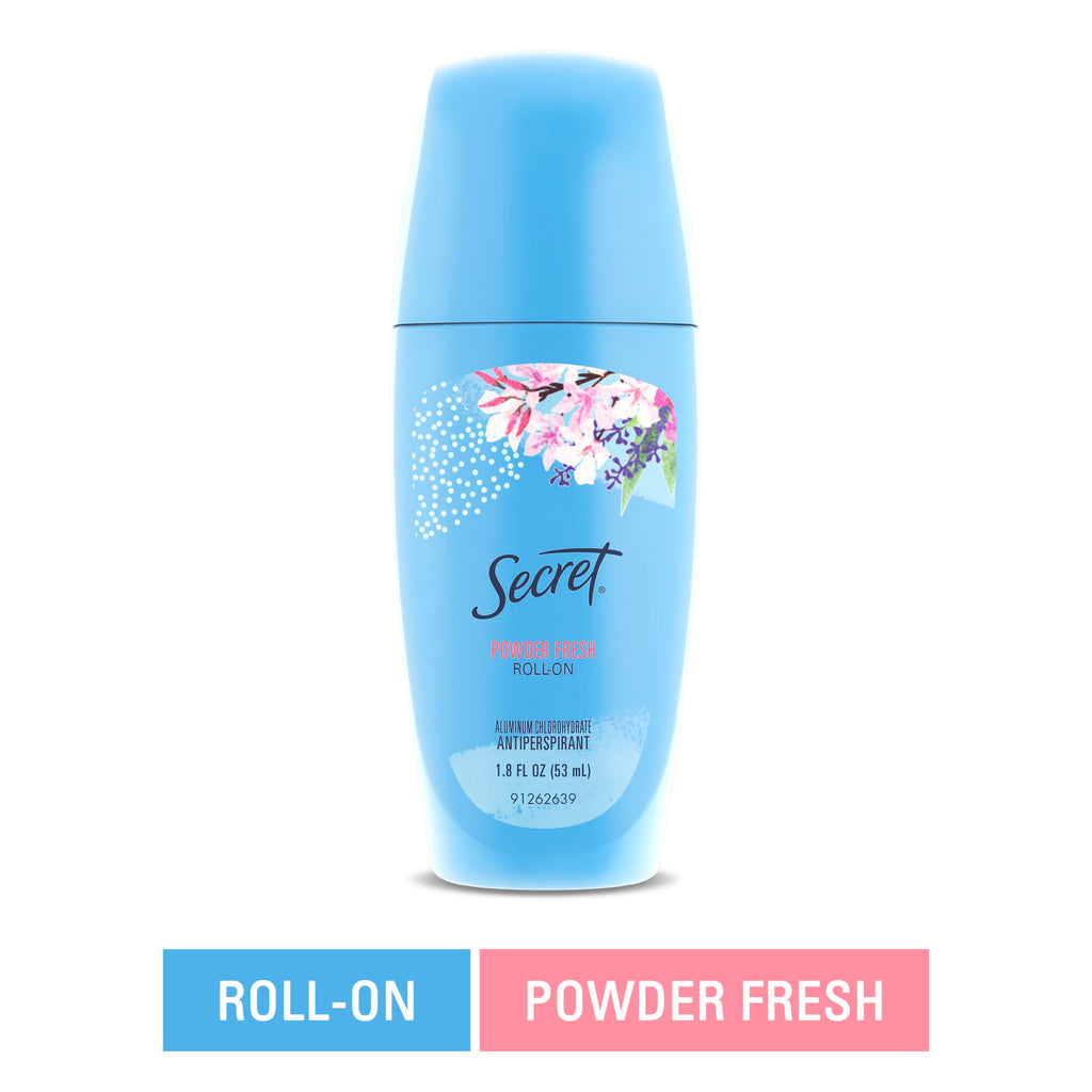 Secret Roll-On Antiperspirant and Deodorant for Women, 24hr Sweat & Odor Protection, PH Balanced Formula, Powder Fresh Scent, 1.8 oz (Pack of 12)